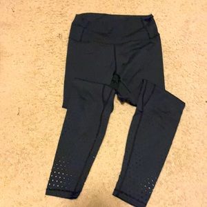 Black leggings with laser cut detailing at cuff Ethis